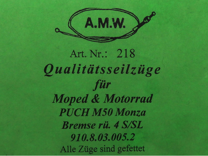Kabel Puch Monza 4S/SL remkabel achter A.M.W. photo